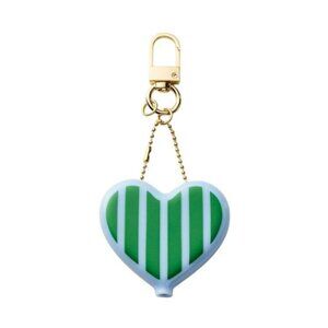 Kate Spade New York X Target Green Blue Striped Heart Coin Purse Keychain Limite